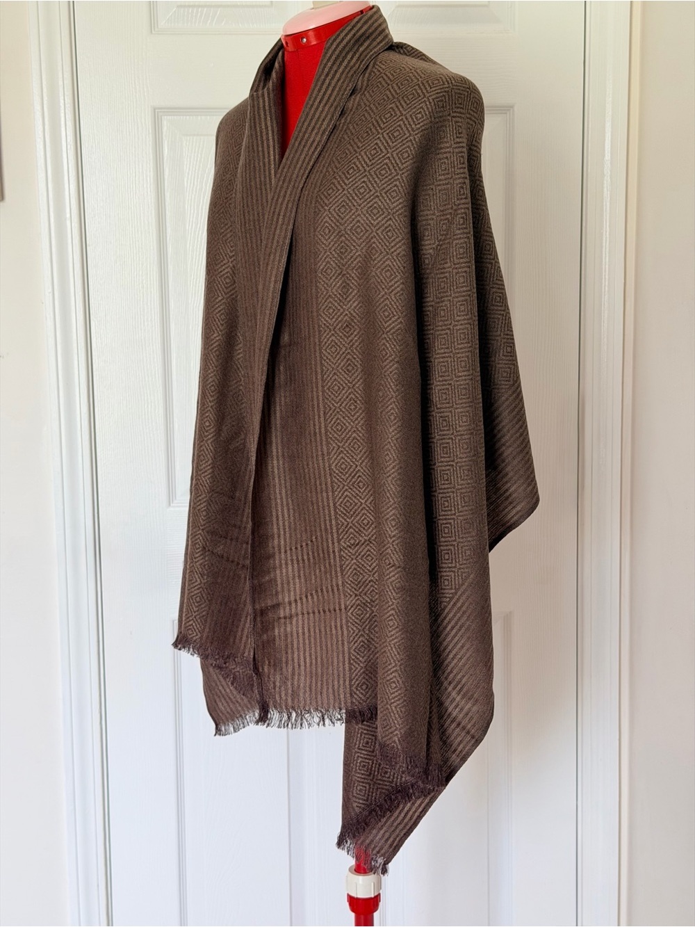 NWOT Vintage 100% Cashmere Pashmina Style Brown Scarf Wrap Shawl Large Stole